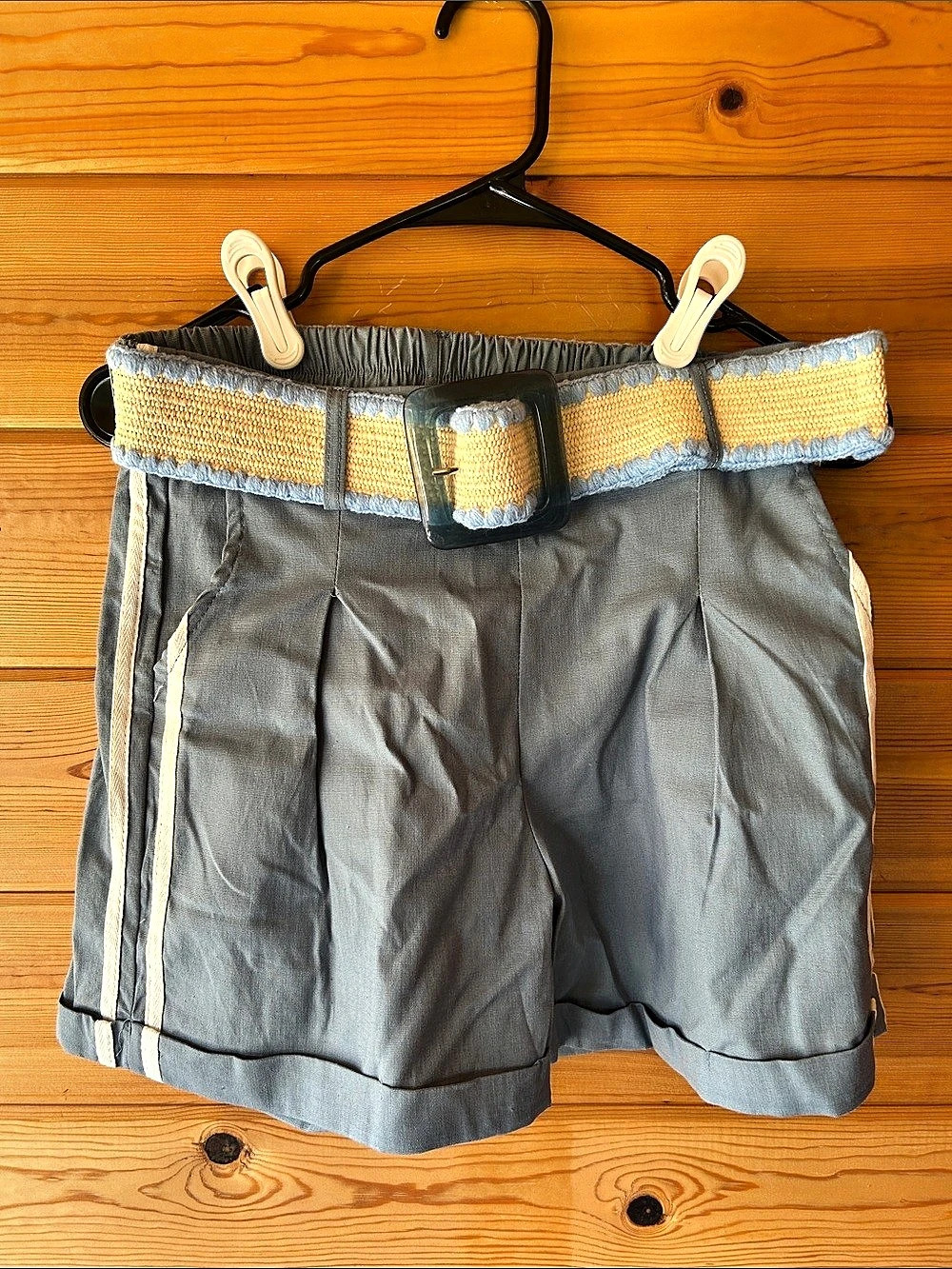 La Diosa High Waist Shorts in Blue & Cream Size Medium NWT